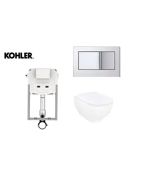 Kohler Trace Wall Hung Pan / Kohler Instafix Cistern / Kohler Bevel Flush Plate Chrome