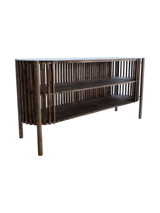 Linea Oak Media Console in Burnished