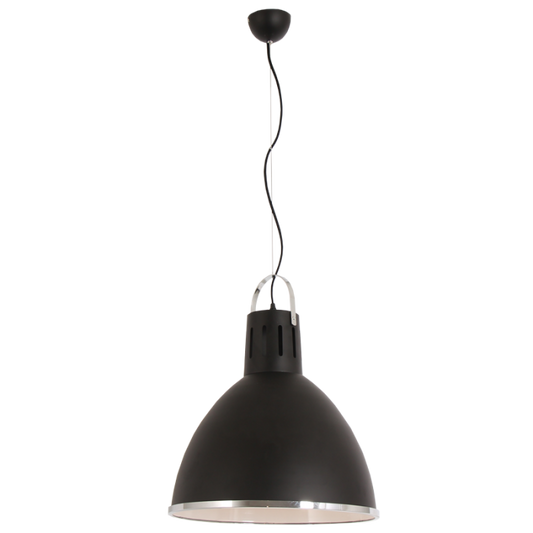 Aluminium Pendant - Matt Black / Polished Chrome Trim