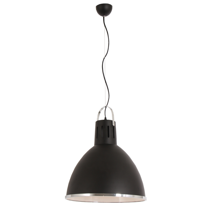 Aluminium Pendant - Matt Black / Polished Chrome Trim