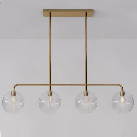 Quinn - Metal and Glass Pendant - Clear / Brushed Brass