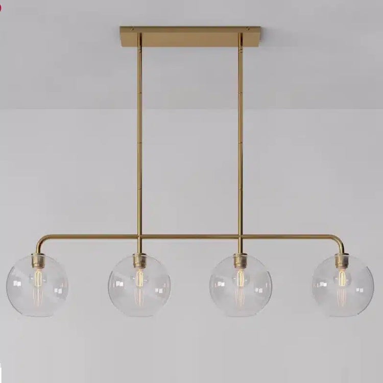 Quinn - Metal and Glass Pendant - Clear / Brushed Brass