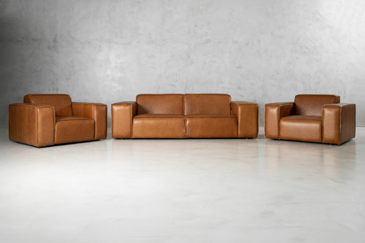 Caelum Leather Lounge Suite - Desert Tan