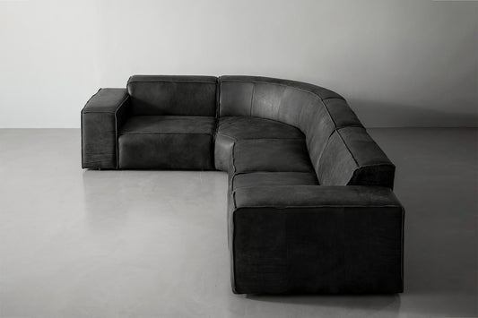 Caelum Leather Modular - Corner Sofa Set - Lead