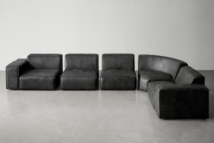 Caelum Leather Modular - Grand Corner Sofa Set - Lead