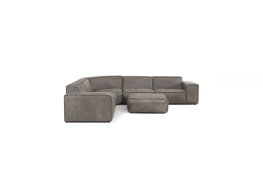 Caelum Leather Modular - Grand Corner Sofa with Ottoman - Graphite