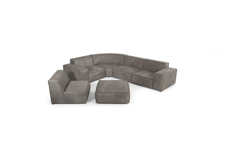 Caelum Leather Modular - Grand Corner Sofa with Ottoman - Graphite