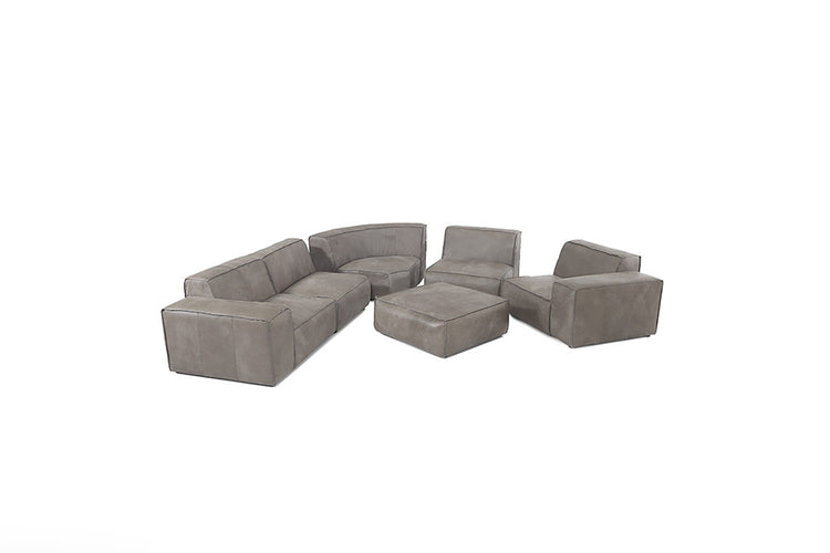 Caelum Leather Modular - Grand Corner Sofa with Ottoman - Graphite