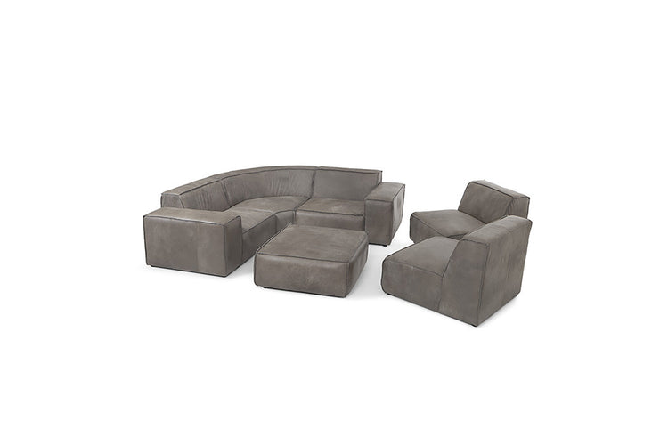 Caelum Leather Modular - Grand Corner Sofa with Ottoman - Graphite