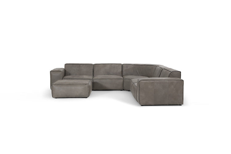 Caelum Leather Modular - Grand Corner Sofa with Ottoman - Graphite