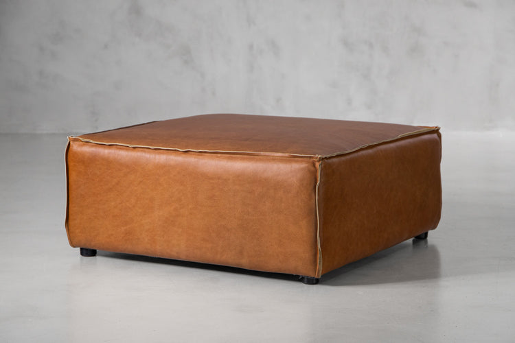 Caelum Leather Ottoman - Desert Tan