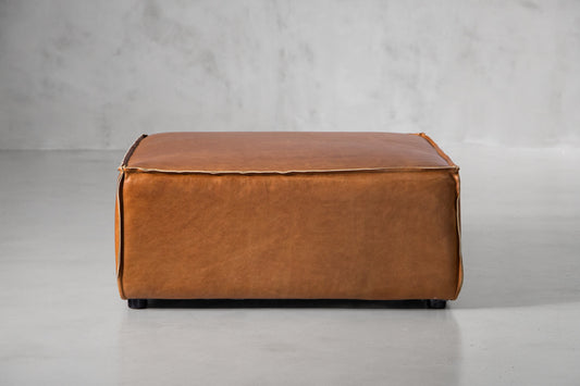 Caelum Leather Ottoman - Desert Tan