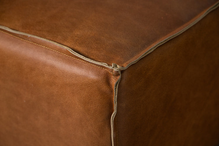 Caelum Leather Ottoman - Desert Tan