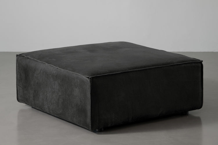 Caelum Leather Ottoman - Lead