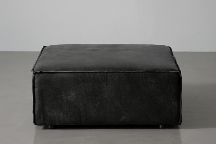 Caelum Leather Ottoman - Lead