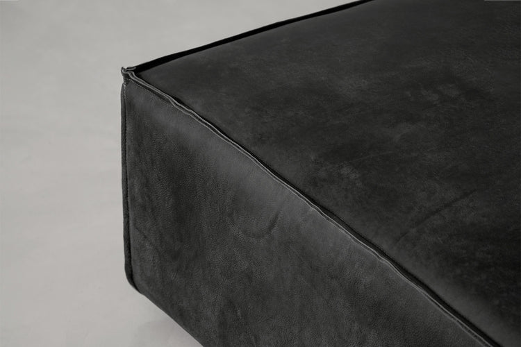 Caelum Leather Ottoman - Lead