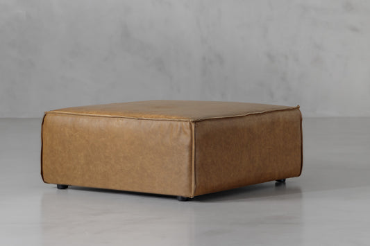 Caelum Leather Ottoman - Sahara