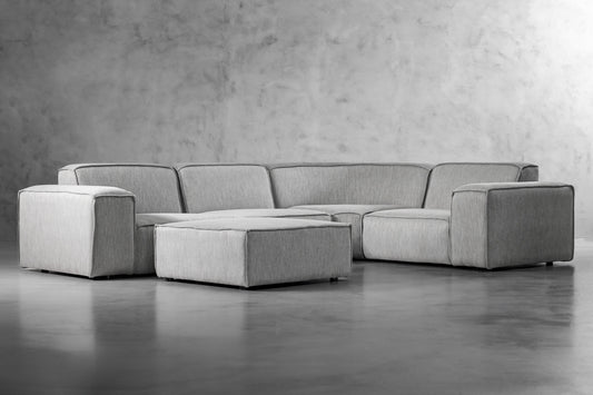 Caelum Modular - Corner Sofa With Ottoman - Mist