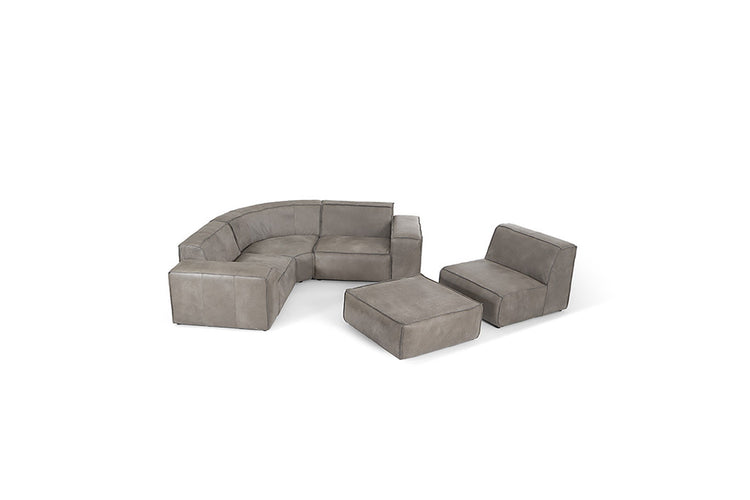 Caelum Leather Modular - Corner Sofa With Ottoman - Graphite