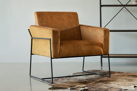 Kai Velvet Armchair - Aged Mustard