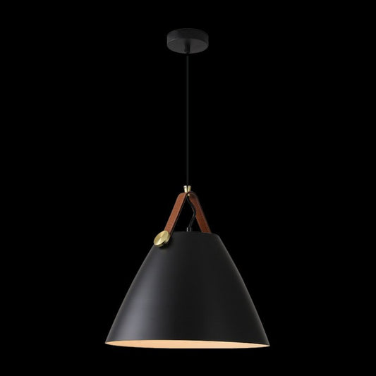 Cone - Metal Pendant - Leather / Iron / Black - Large