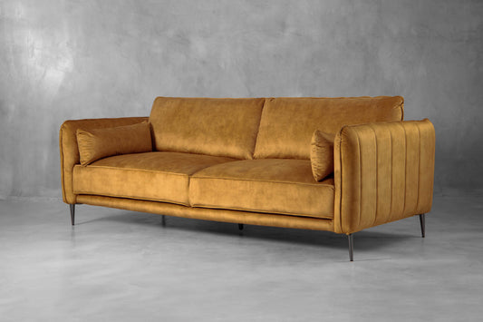 Oslo 3-Seater Velvet Sofa - Aged Mustard