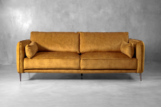 Oslo 3-Seater Velvet Sofa - Aged Mustard