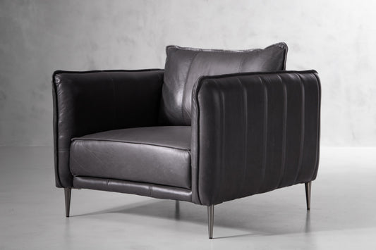 Oslo Leather Armchair - Charcoal