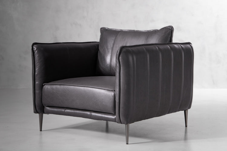 Oslo Leather Lounge Suite - Charcoal