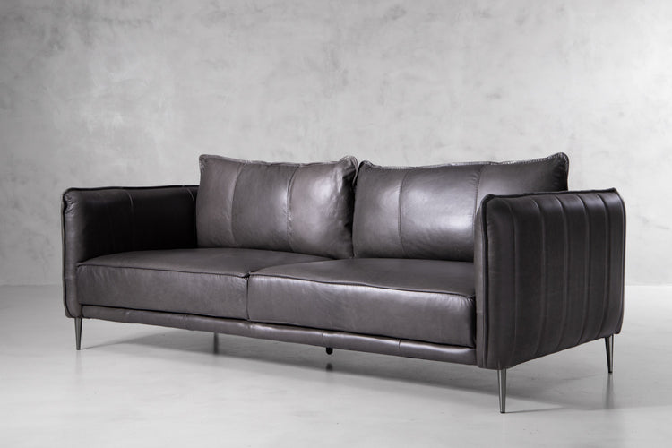 Oslo Leather Lounge Suite - Charcoal