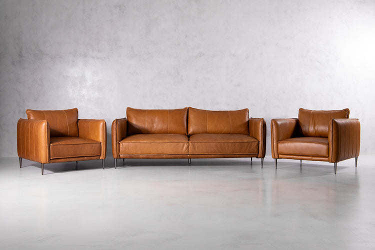 Oslo Leather Lounge Suite - Desert Tan