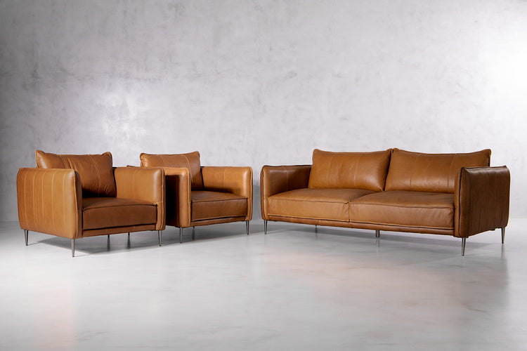 Oslo Leather Lounge Suite - Desert Tan