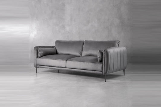 Oslo 3-Seater Velvet Sofa - Grey