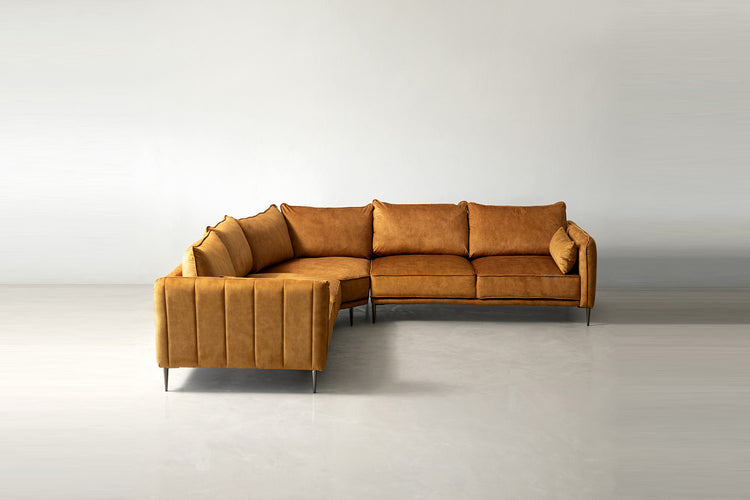 Oslo Velvet Corner Sofa - Aged Mustard