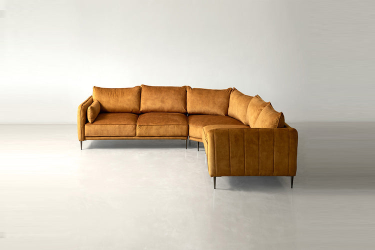 Oslo Velvet Corner Sofa - Aged Mustard