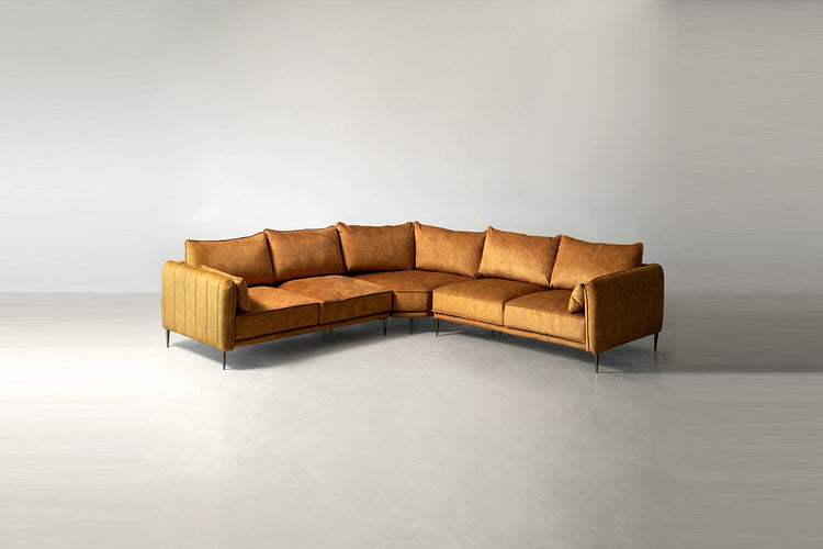 Oslo Velvet Corner Sofa - Aged Mustard