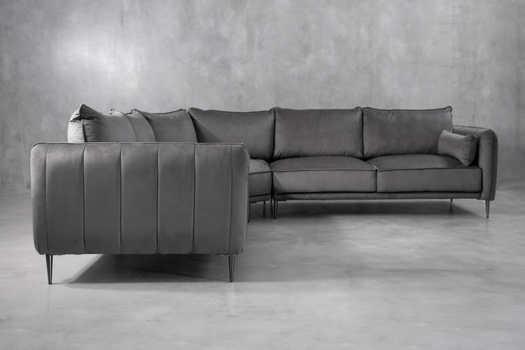 Oslo Velvet Corner Sofa - Grey