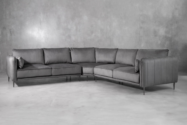 Oslo Velvet Corner Sofa - Grey