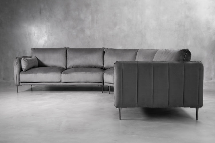 Oslo Velvet Corner Sofa - Grey