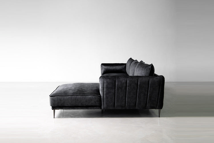 Oslo Velvet L-Shape Sofa - Aged Mercury