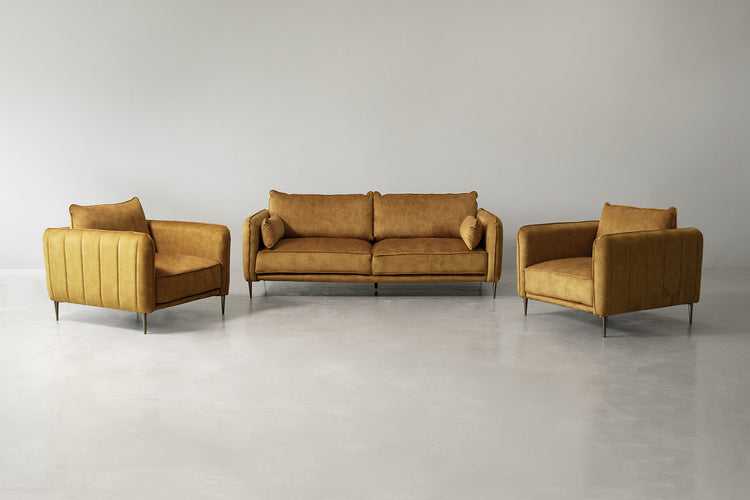 Oslo Velvet Lounge Suite - Aged Mustard