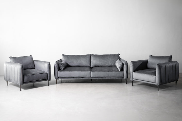 Oslo Velvet Lounge Suite - Grey