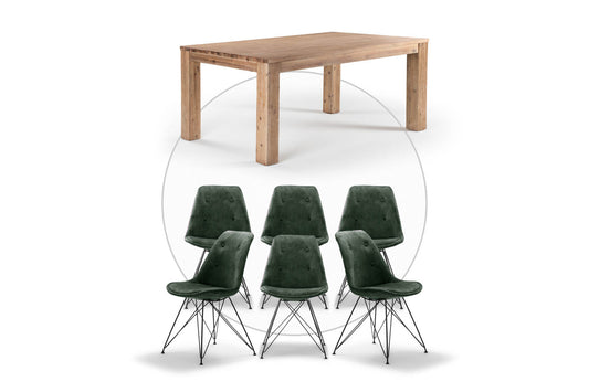 Lyra Enzo 6-Seater Dining Set (1.8m) - Aged Forest