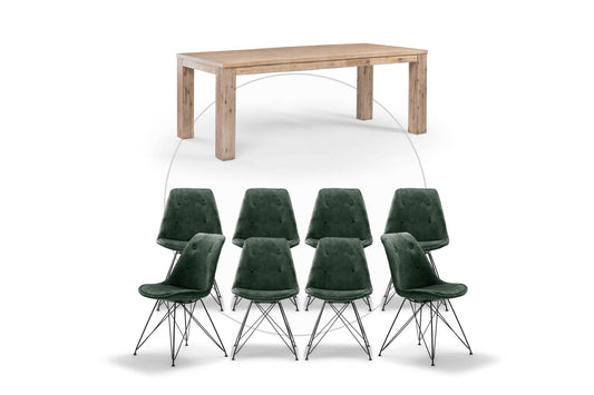 Lyra Enzo 8-Seater Dining Set (2.4m) - Aged Forest