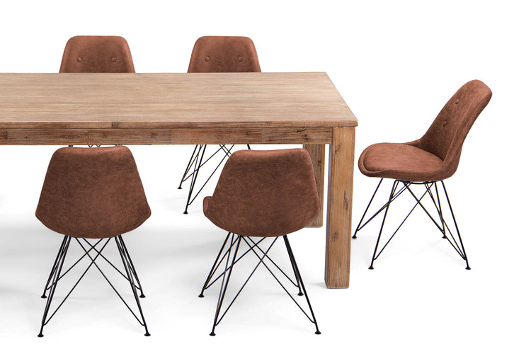 Lyra Enzo 6-Seater Dining Set (1.8m) - Vintage Brown