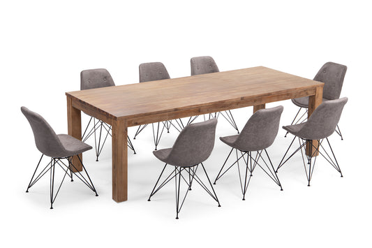 Lyra Enzo 8-Seater Dining Set (2.4m) - Vintage Grey