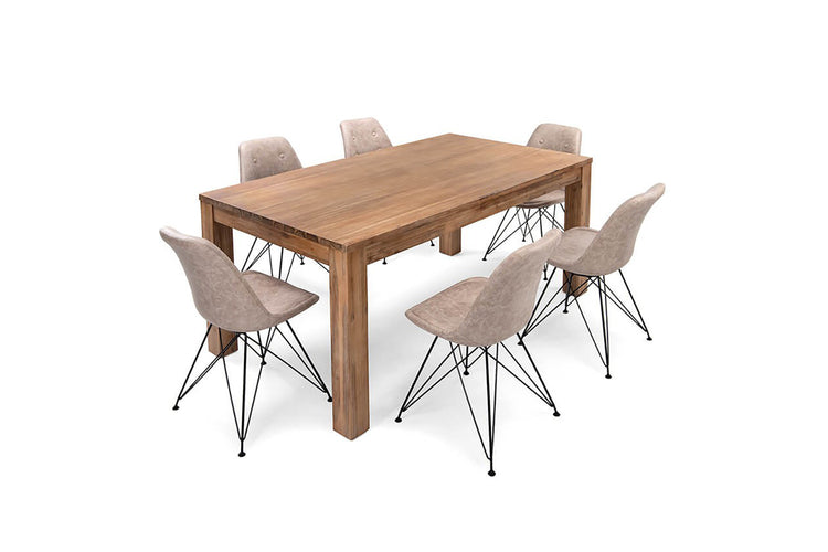 Lyra Enzo 6-Seater Dining Set (1.6m) - Vintage Stone