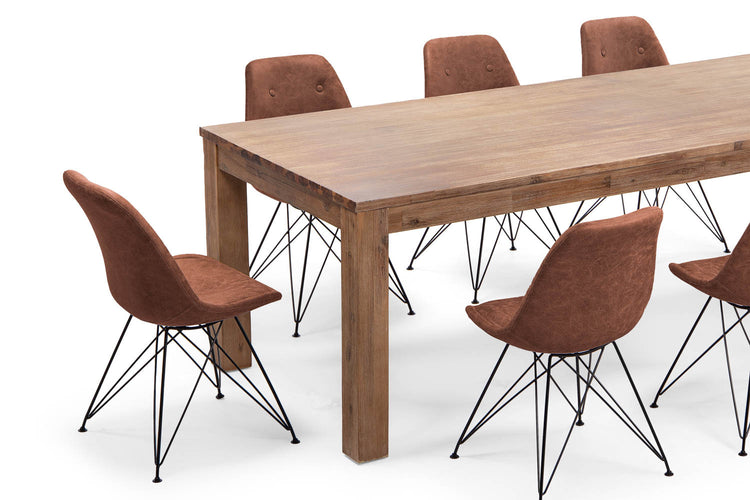 Lyra Enzo 8-Seater Dining Set (2.4m) - Vintage Brown