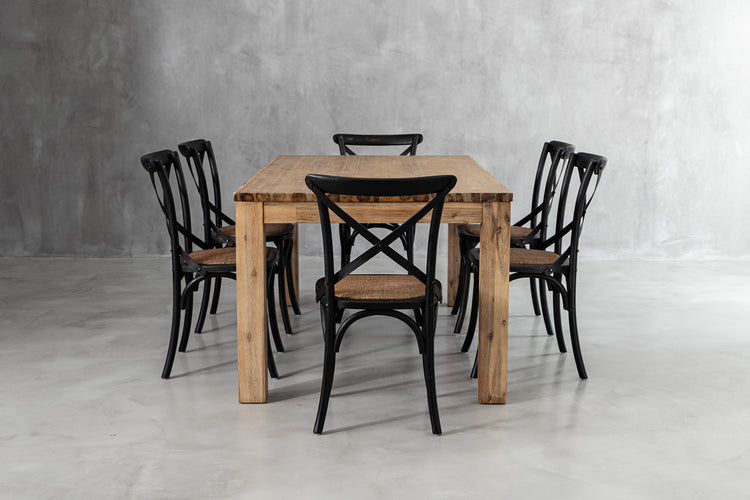 Lyra La Rochelle 6-Seater Dining Set - 1.8m - Rustic Black