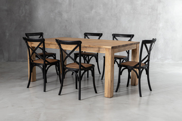 Lyra La Rochelle 6-Seater Dining Set - 1.8m - Rustic Black